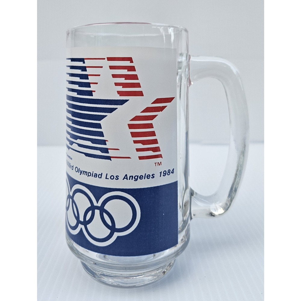 Los Angeles 1984 XXIII Olympics On Site Heavy Bar Mug Glass RARE Sam Eagle